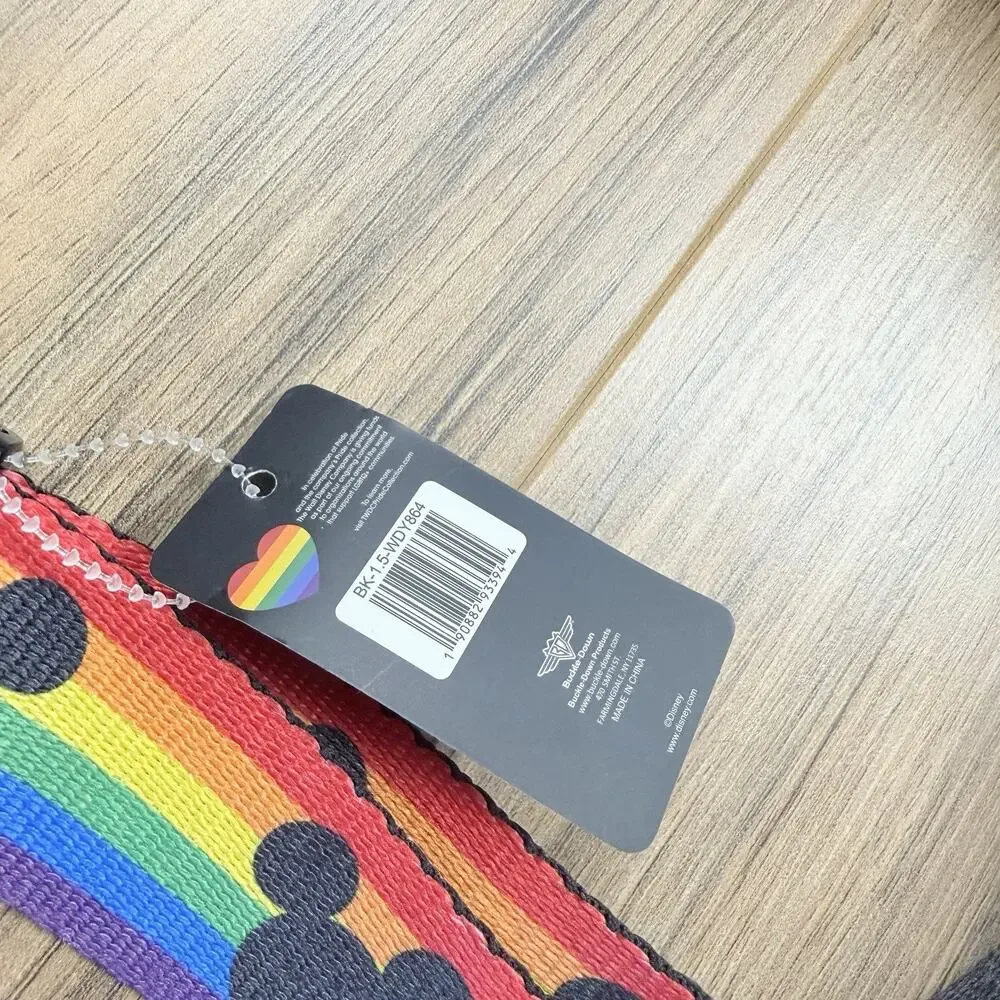 Buckle-Down Disney Pride Collection Rainbow Mickey Adjustable Web Belt Lanyard